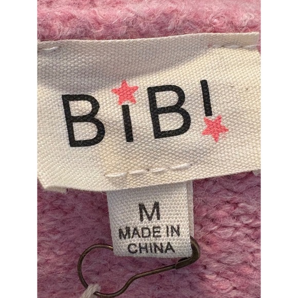 BIBI Pink Teddy Bear Intarsia Short Sleeve Cardigan Sweater New - Picture 5 of 7